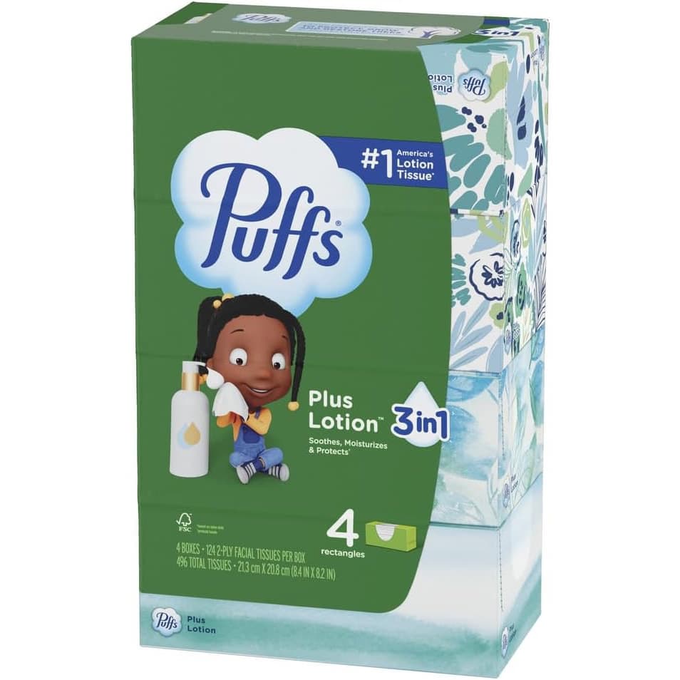 Puffs Plus Lotion Facial Tissue, Family Box, 4 Count - Image 2