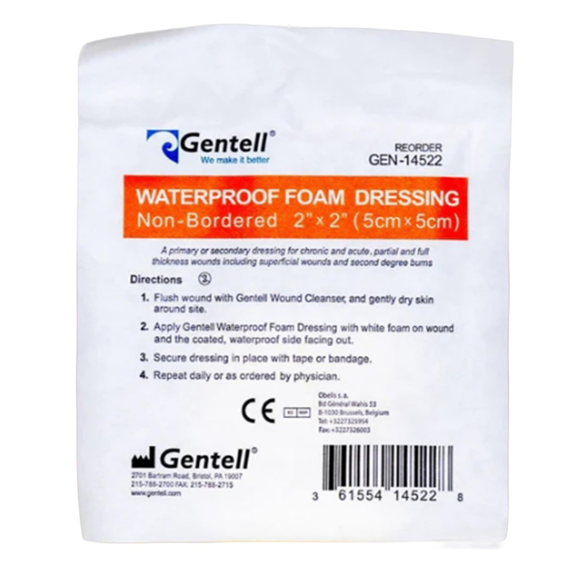 Gentell Waterproof Foam Non-Bordered Dressing, 2 x 2 Inch - Each - Image 1