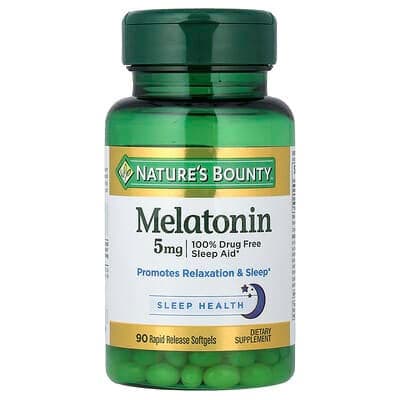 Nature's Bounty Melatonin Softgels, 5mg - Bottle of 90 - Image 1