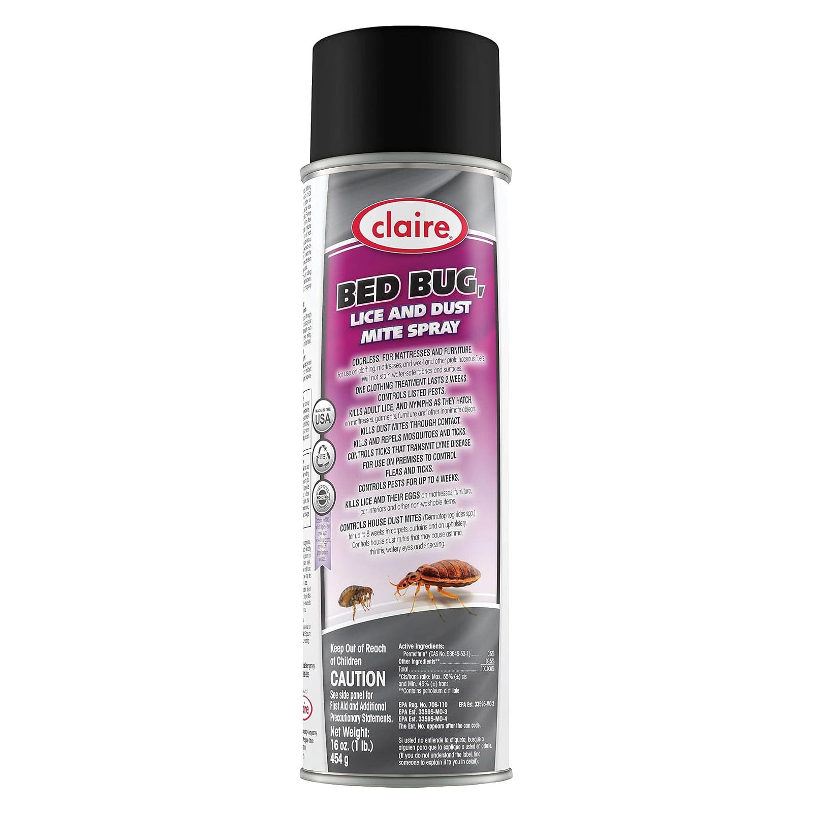 Claire Bed Bug Lice and Dust Mite Spray, 16 oz - Image 1