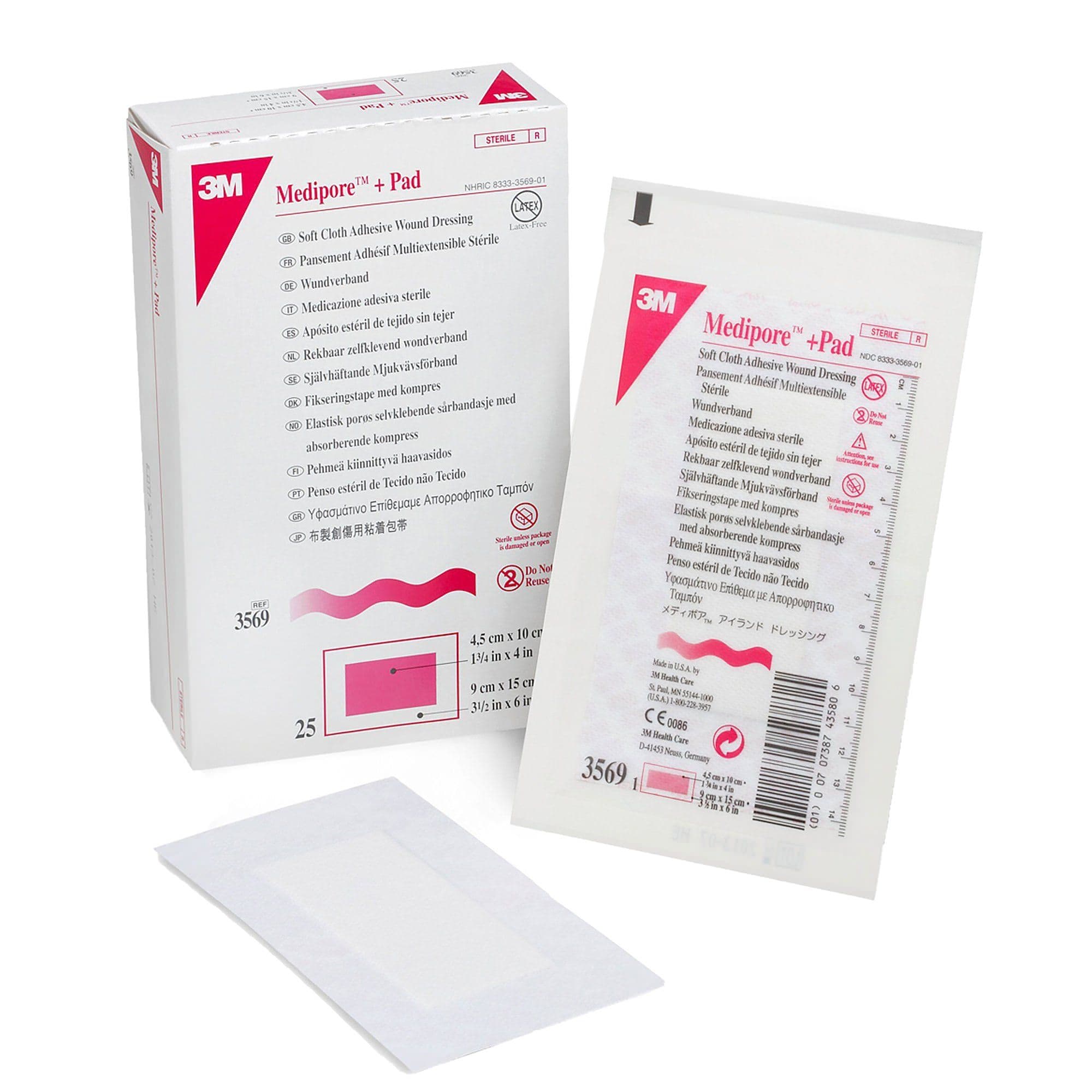 3M Medipore Plus Pad Soft Cloth Adhesive Wound Dressing, 3-1/2 x 6 Inch - Each - Image 1