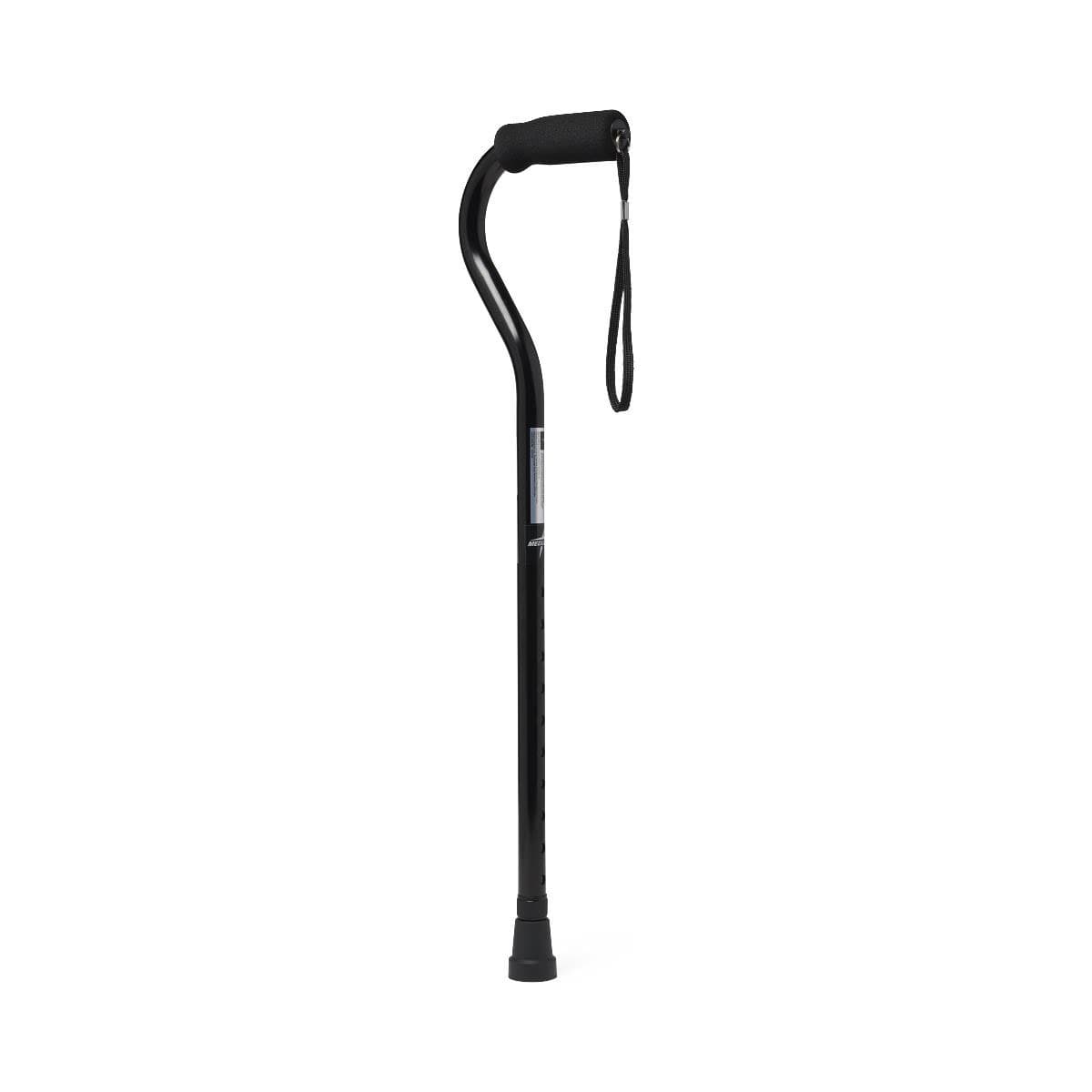 Medline Offset Handle Aluminium Fashion Cane, Black - Case of 6 - Image 1