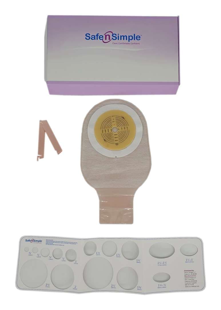 Safe N Simple Beige One-Piece System Ostomy Pouch, 2-1/2 Inch Stoma - Case of 80 - Image 1