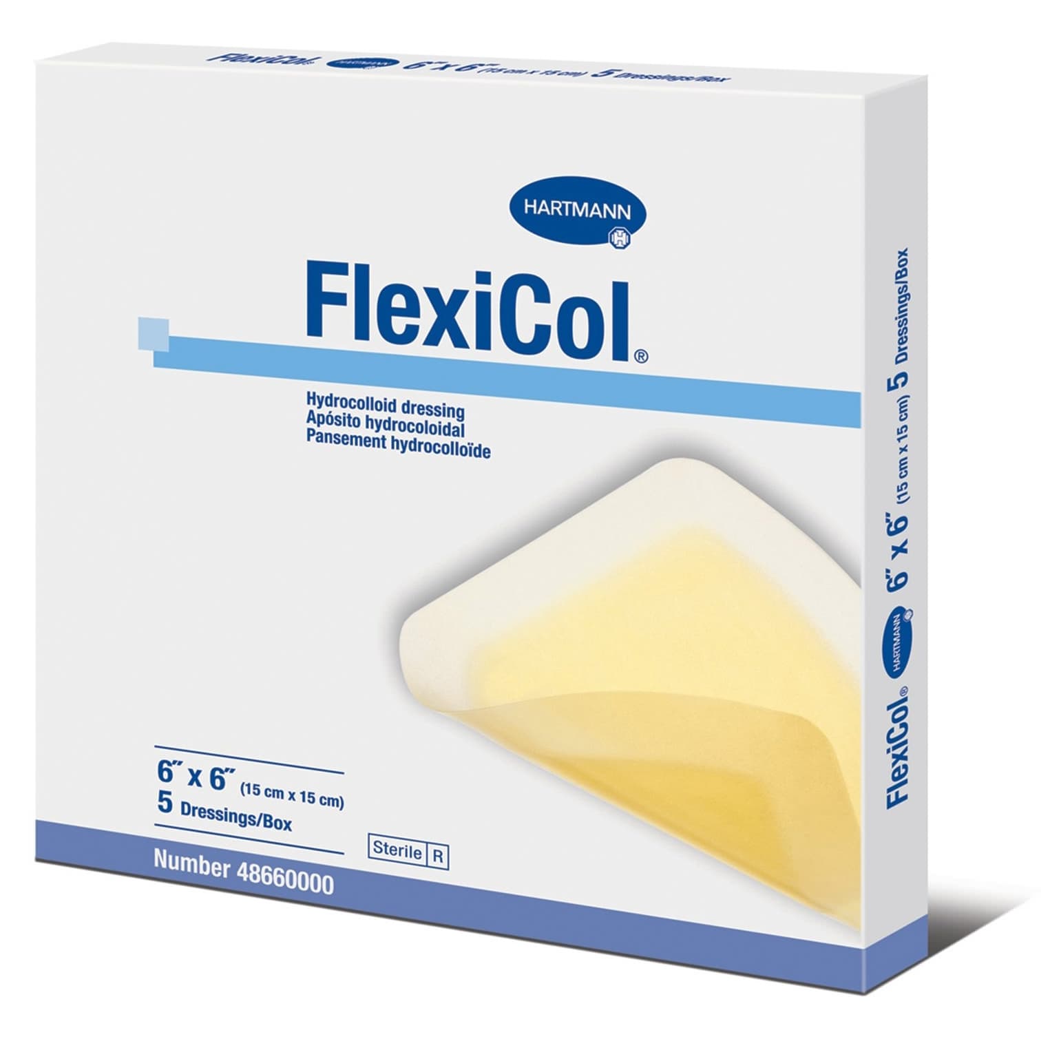 FlexiCol Hydrocolloid Dressing Tan Square Sterile