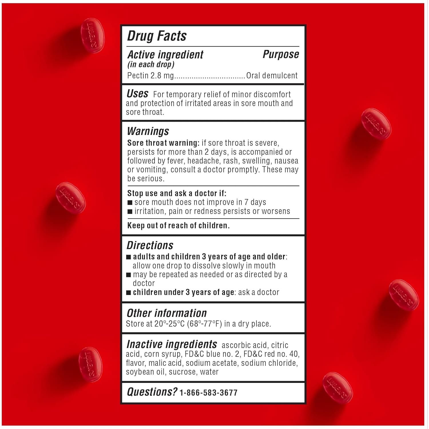 Luden's Sore Throat Relief Wilde Cherry Lozenges Drops, 90 Count - Each - Image 6