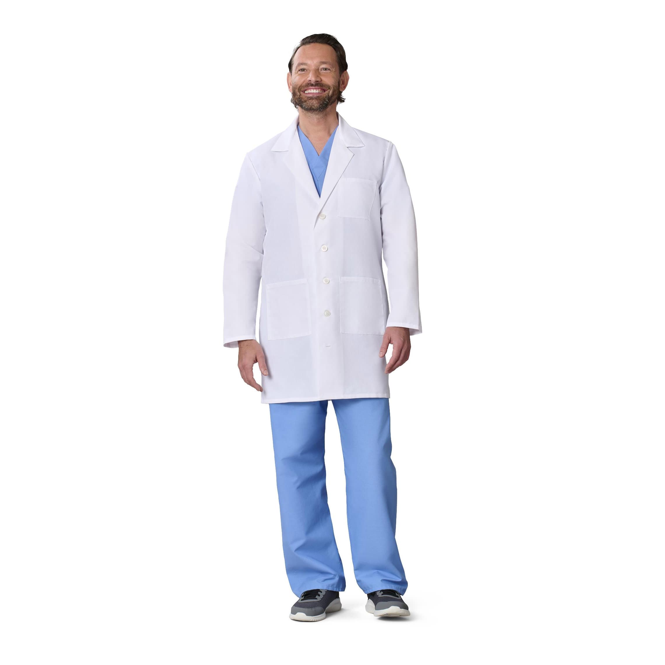 Medline Propel Men's 4-Pocket Staff-Length Lab Coat, 2XLarge - Each - Image 1