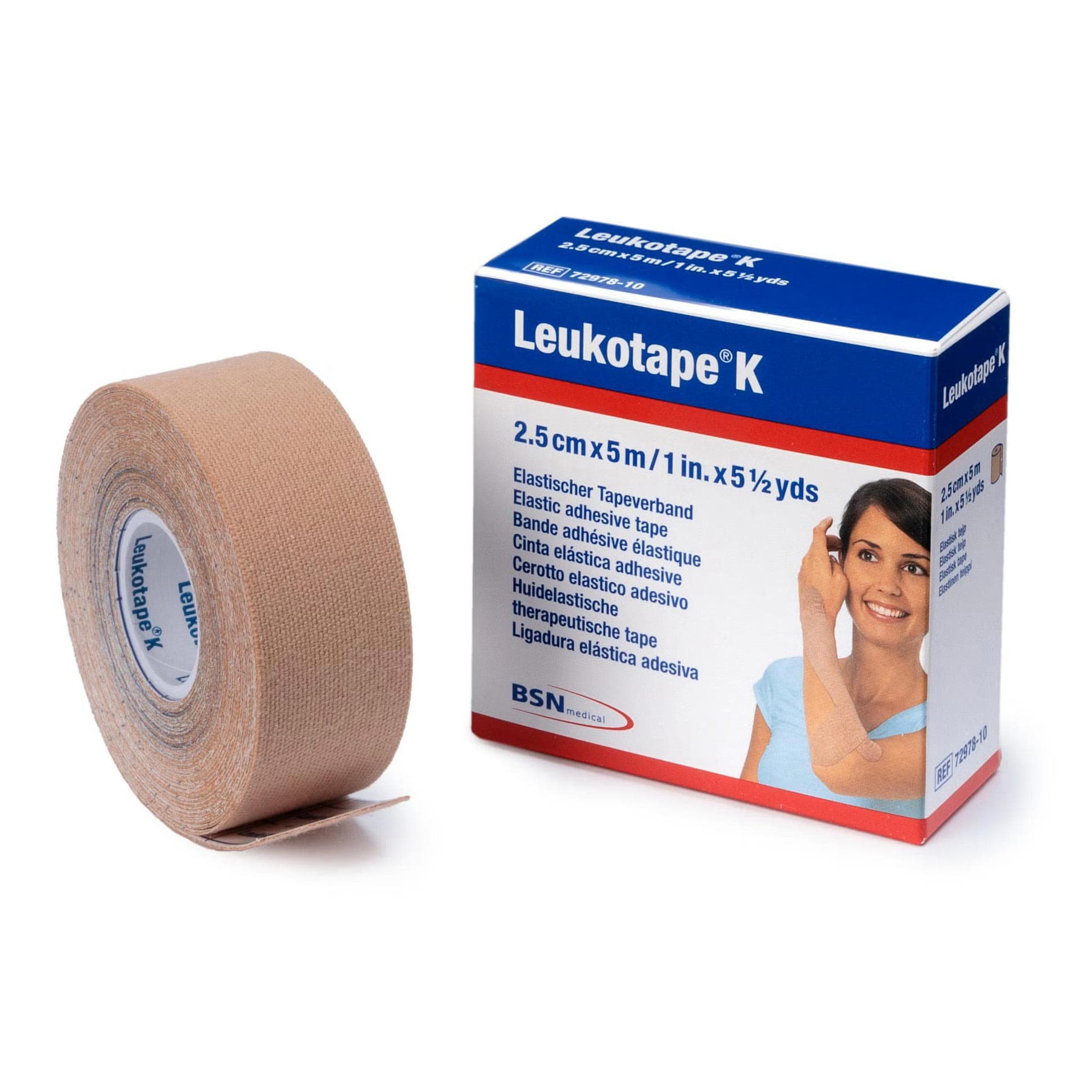Leukotape Orthopedic Corrective Tape, 1 Inch x 5.5 Yards, Tan - Package of 5 - Image 1