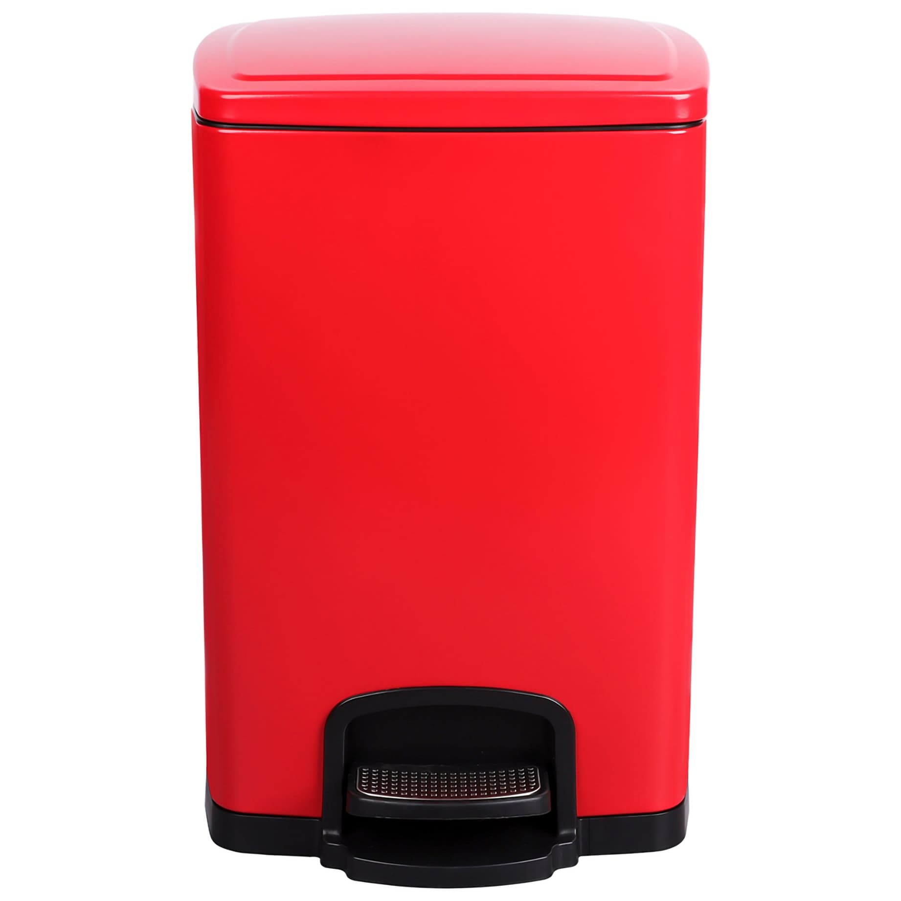 McKesson Step-On Red Square Metal Trash Can, 5 Gal - Image 1