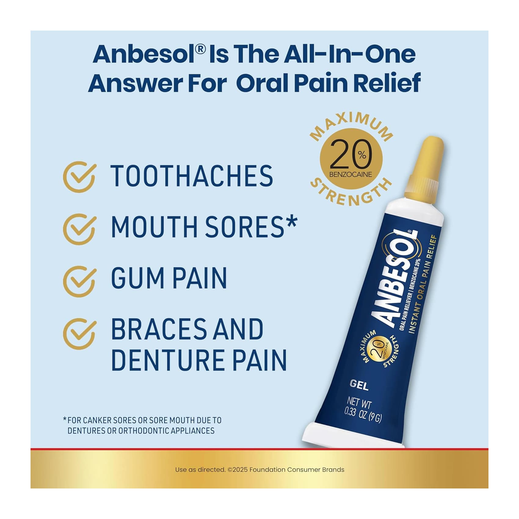 Anbesol Maximum Strength Oral Pain Relief Gel, 0.33 oz - Each - Image 2