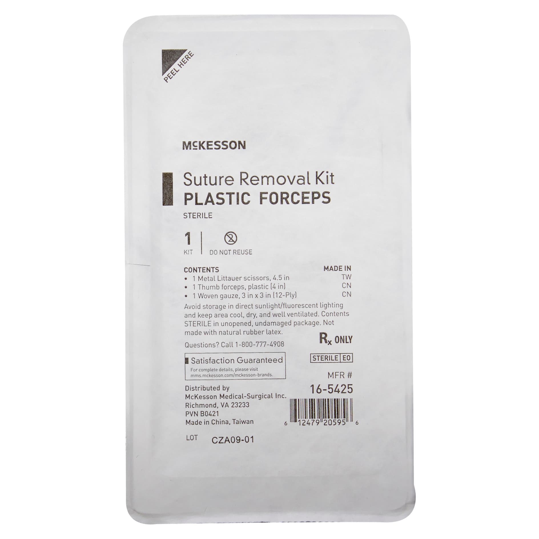 McKesson Sterile Suture Removal Kit with Plastic Forceps - Image 2