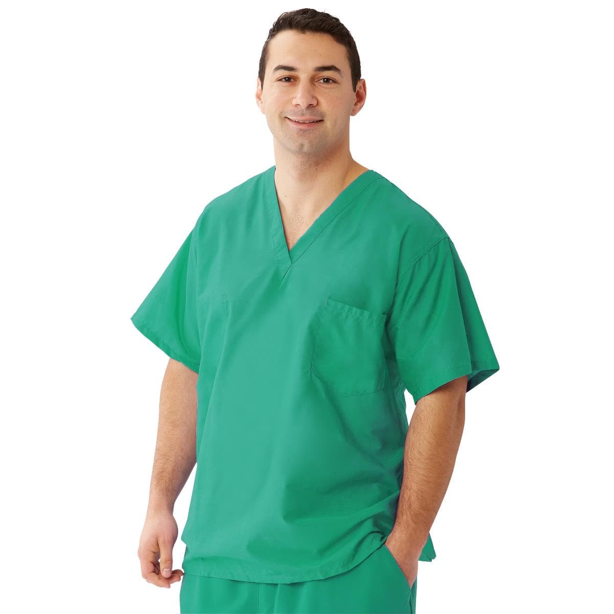 Encore Unisex Reversible V-Neck 2-Pocket Scrub Tops, Jade, Extra Large - Image 1