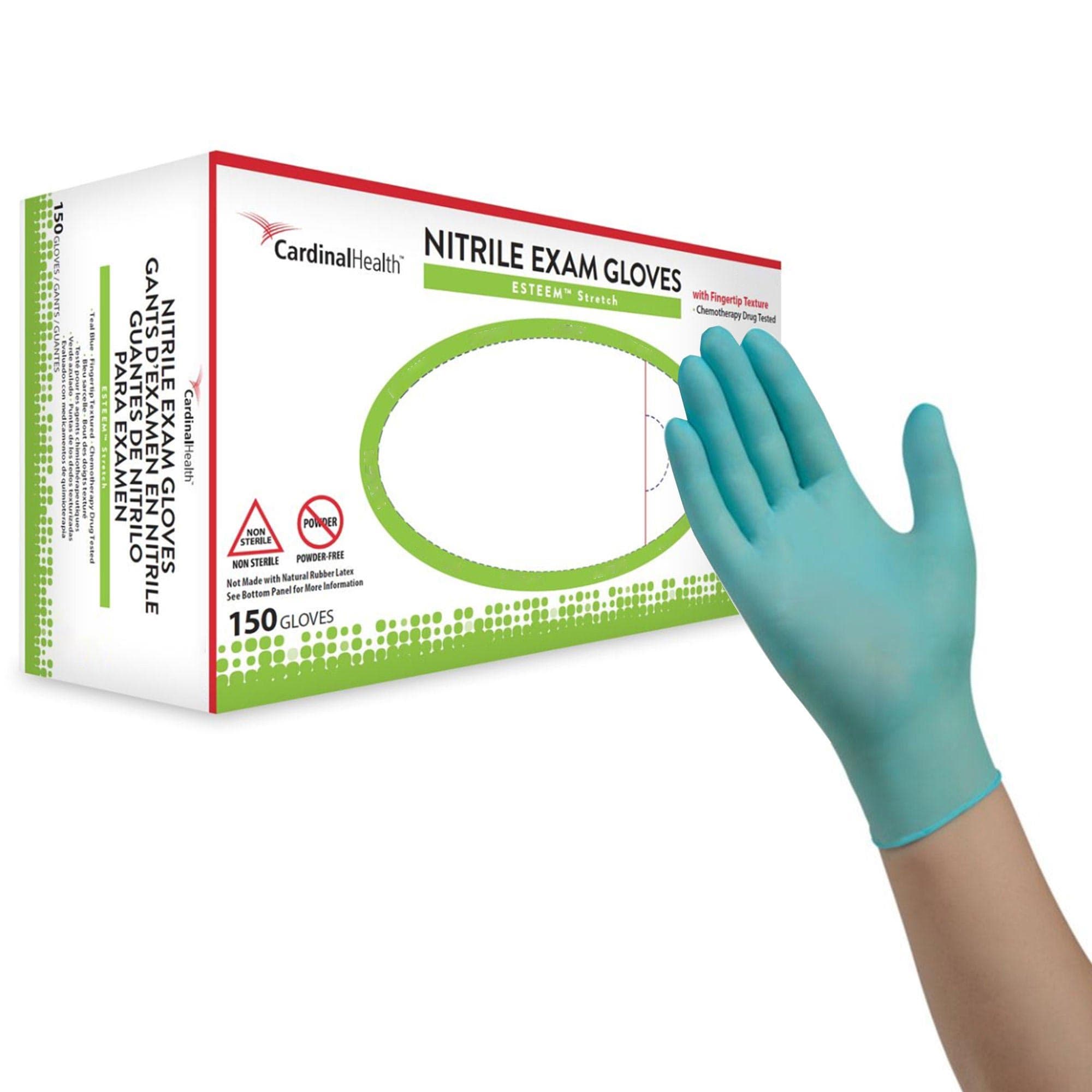 Cardinal Health Esteem Stretchy Nitrile Exam Gloves, Medium - Case of 1500 - Image 1
