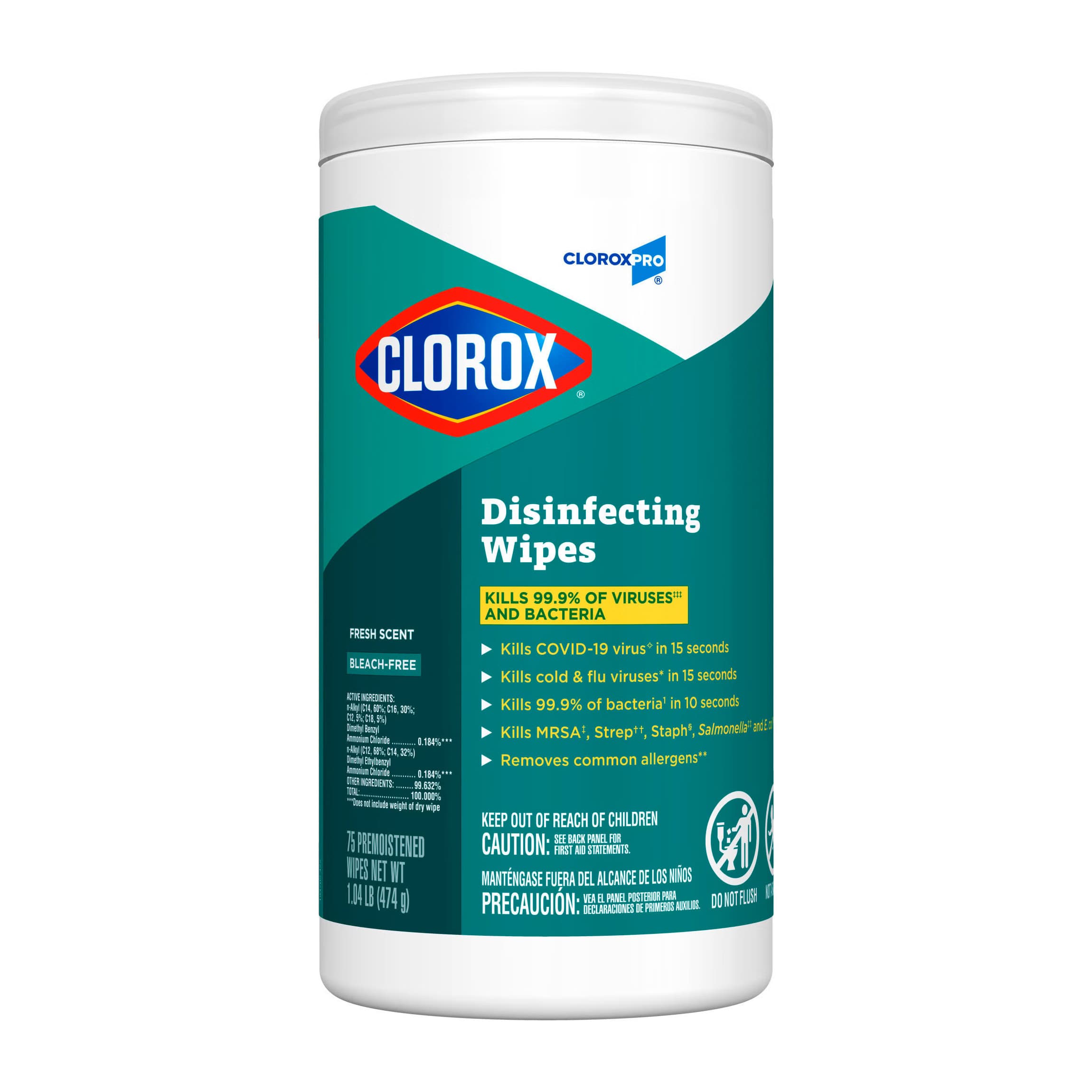 CloroxPro Surface Disinfectant Canister Wipe, 7 x 8 Inch