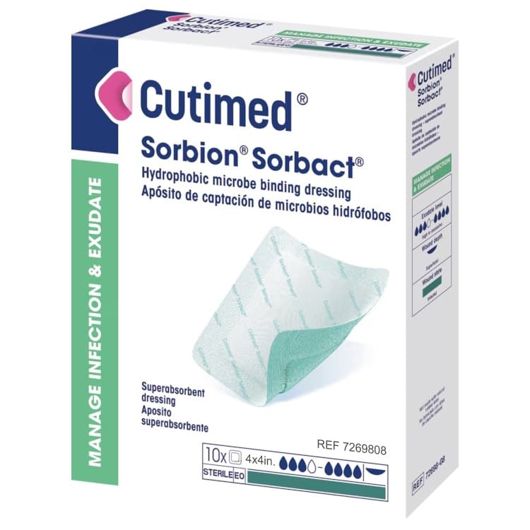 Cutimed Sorbion Sorbact Super Absorbent Dressing, 4 x 4 Inch - Box of 10 - Image 1