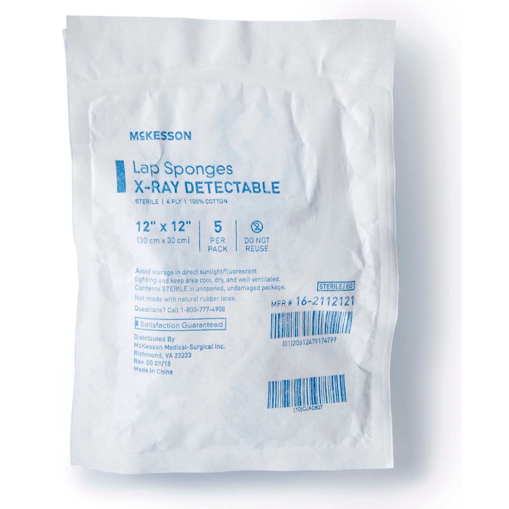 McKesson Surgical Laparotomy Sponge White 4-Ply Square Sterile - Image 1