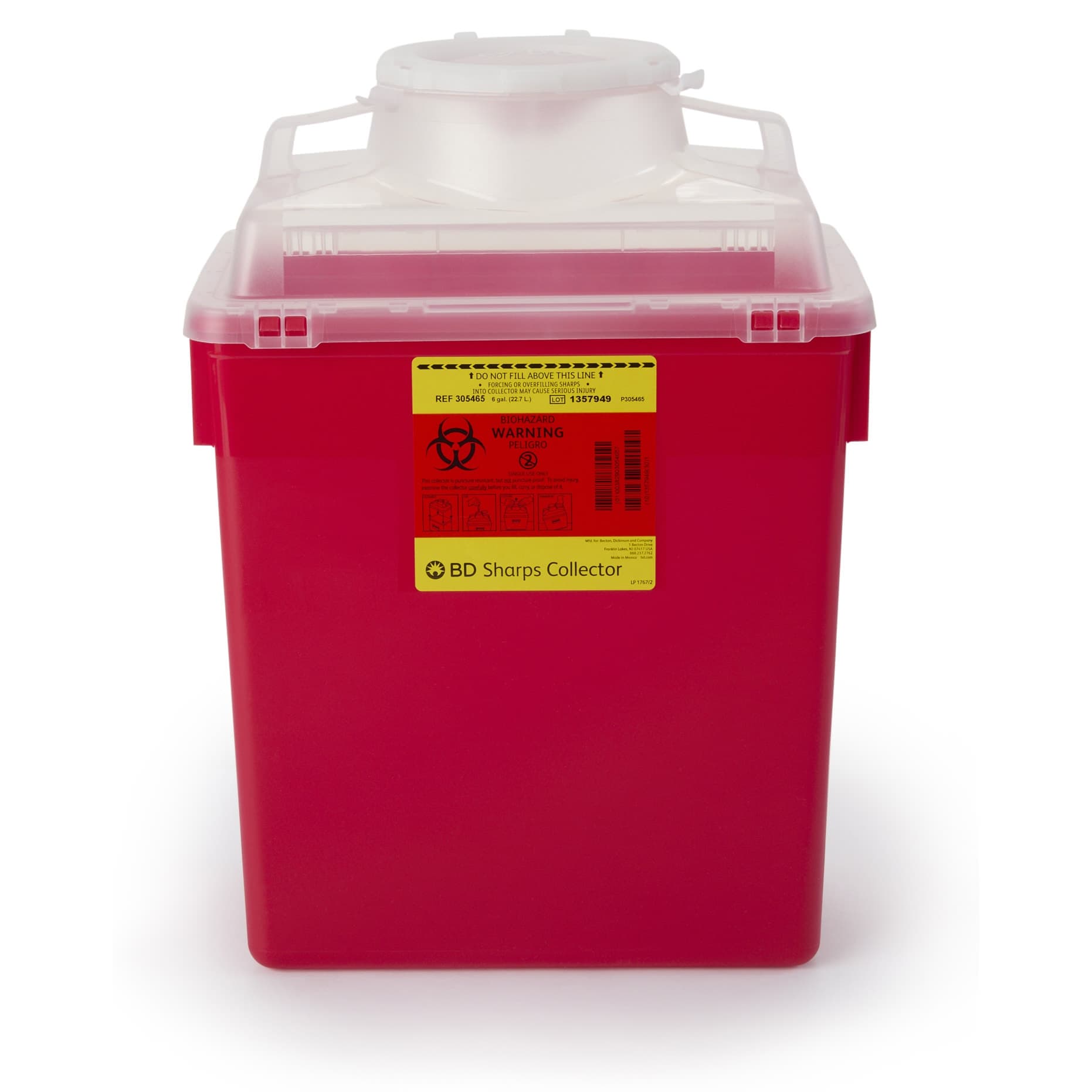 BD Multi-Use Nestable Sharps Collector, Large Funnel, 6 Gallon - Each - Image 1