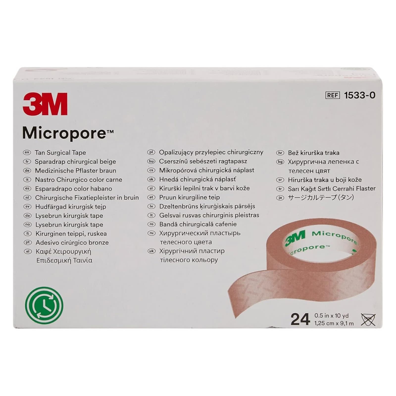 3M Micropore Waterproof Skin Friendly Surgical Tape, 0.5 Inch x 10 Yards, Tan - Box of 24 - Image 1
