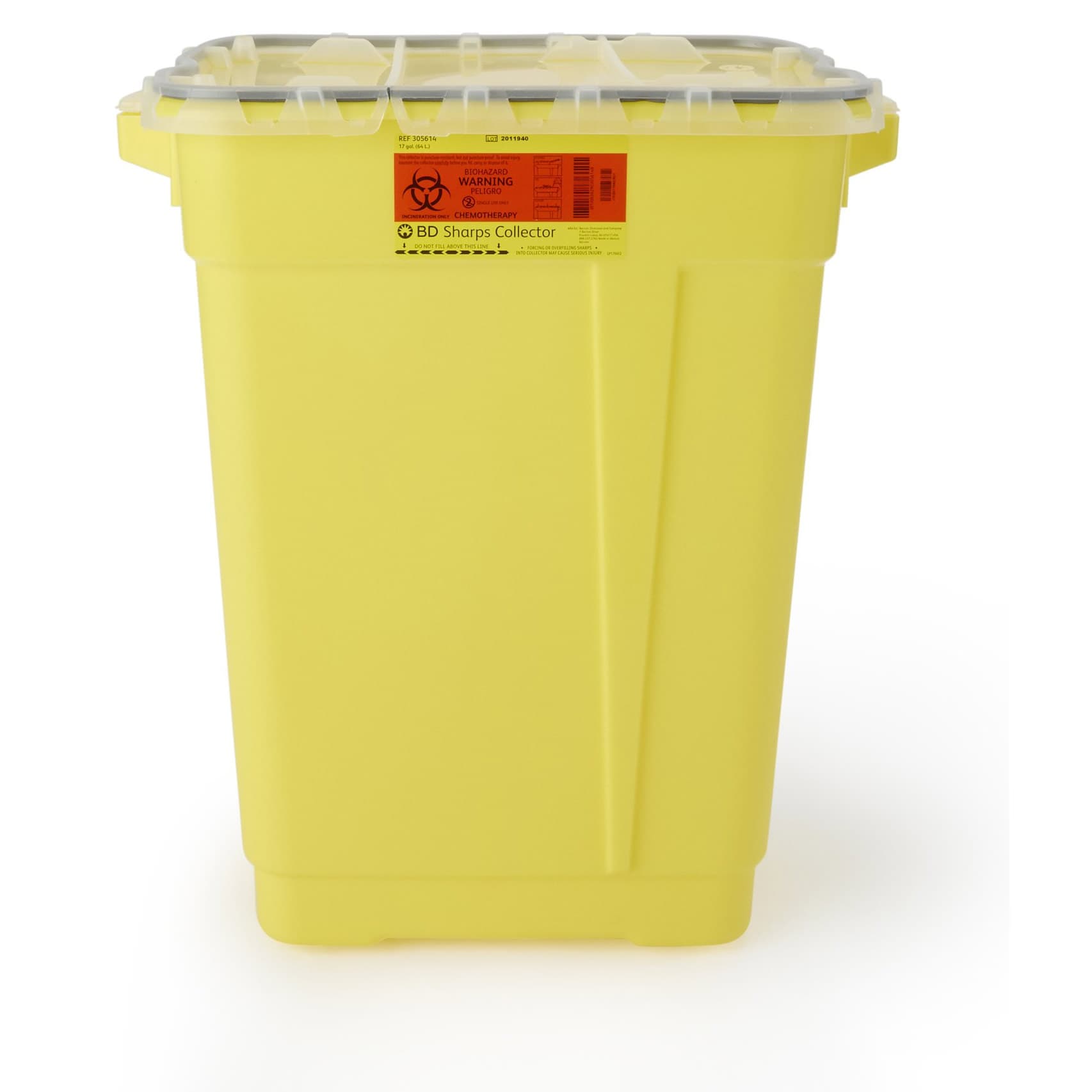 BD Chemotherapy Collectors, Yellow, 17 Gallon, Hinged Top - Case of 5 - Image 1
