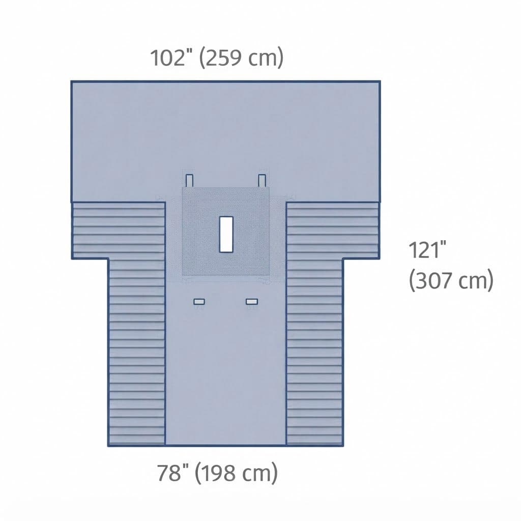 Medline Laparotomy Surgical T-Drape with Instrument Pad, 102 W x 121 L