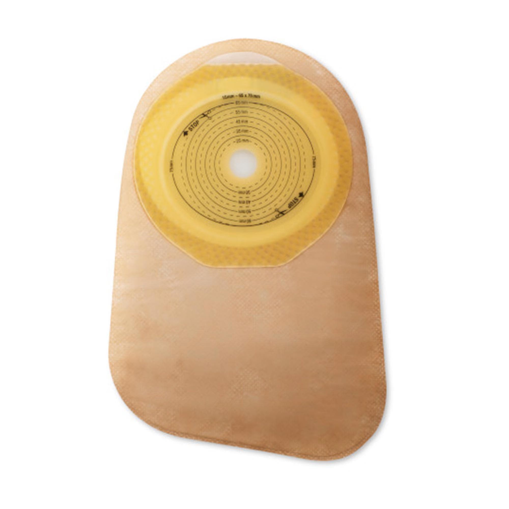 Premier 1-Piece Closed Ostomy Pouch with Flat SoftFlex Barrier and Filter, Beige, Up to 2-1/8 Inch - Box of 30 - Image 1