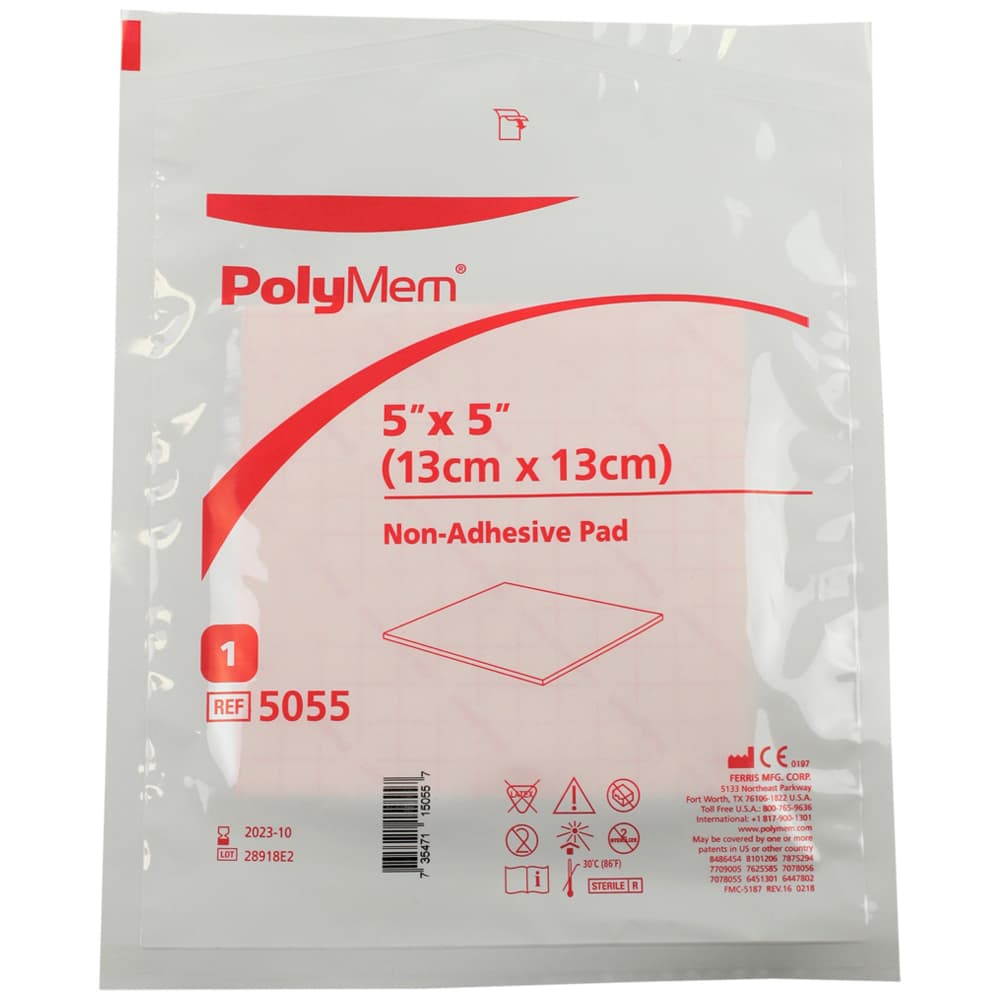 Polymem Non-Adhesive Foam Pad Dressing, 5 x 5 Inch - Each - Image 1