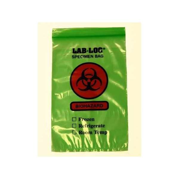 Lab-Loc NonSterile Specimen Transport Bag with Document Pouch, Green Tint, 6 x 9" - Case of 1000 - Image 1
