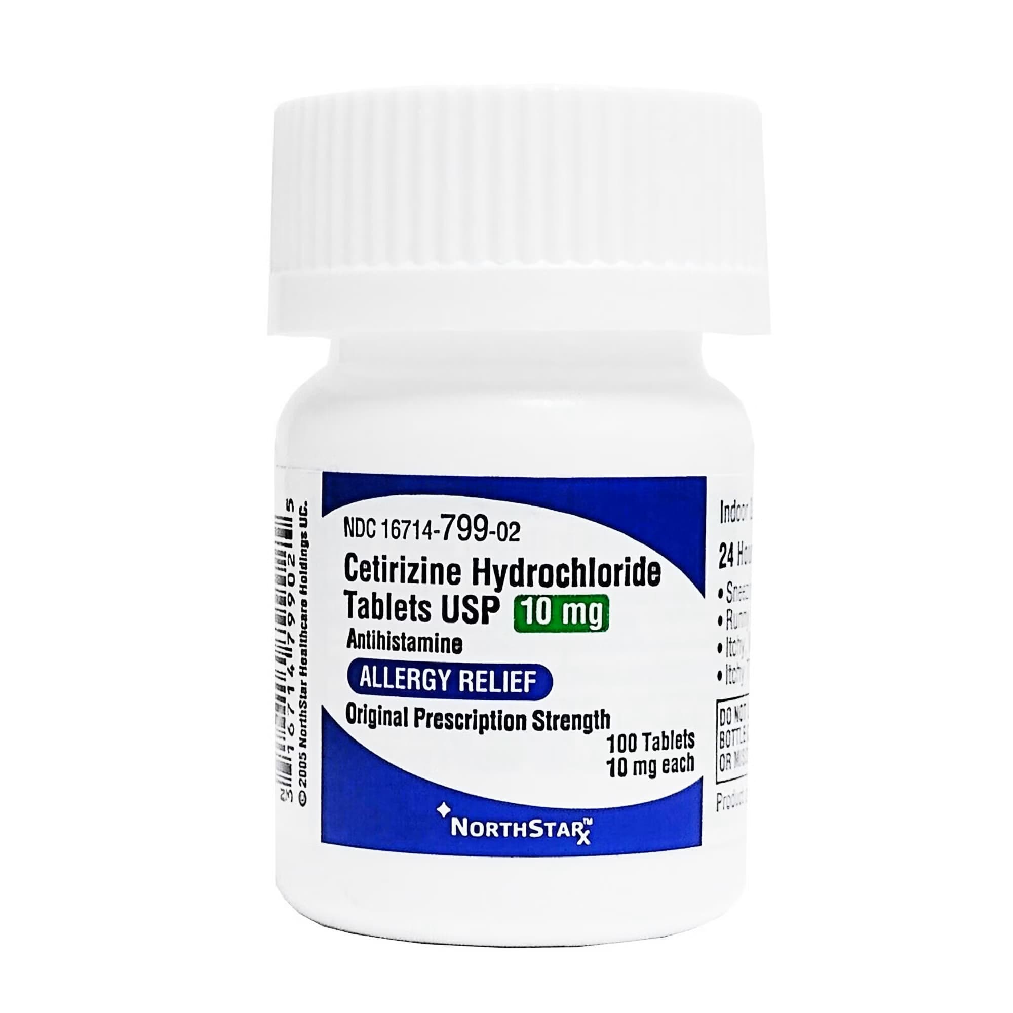 NorthStar Cetirizine HCl Allergy Relief Tablets, 10 mg - Bottle of 100 - Image 1