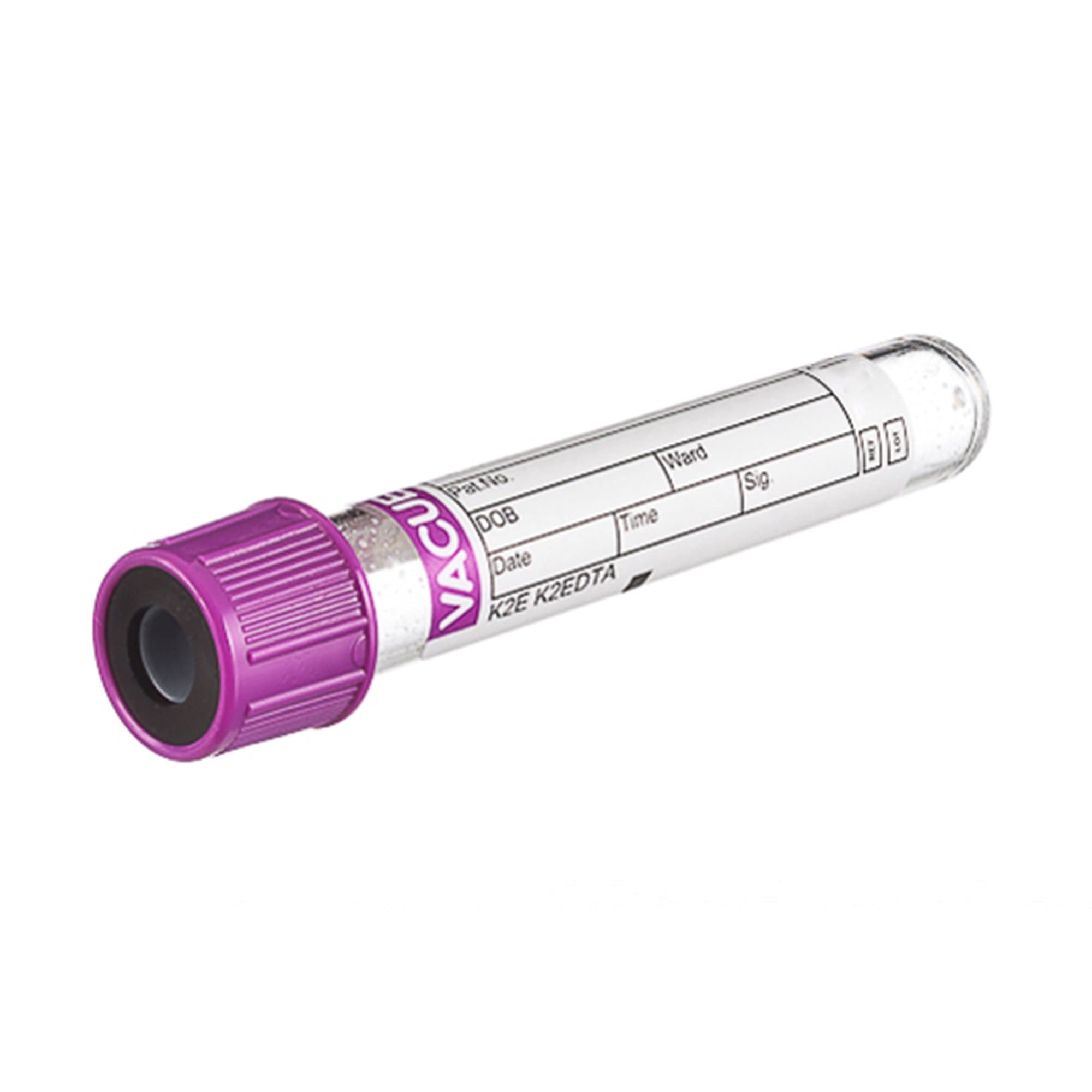 Vacuette K2 EDTA Venous Blood Collection Tubes, Lavender, 2 mL - Box of 50 - Image 1