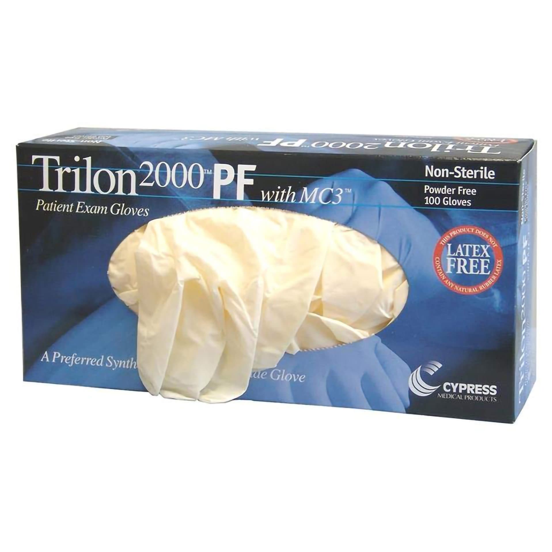 Trilon 2000 PF with MC3 Powder Free Stretch Vinyl Exam Gloves, Ivory, X-Large - Box of 100 - Image 1