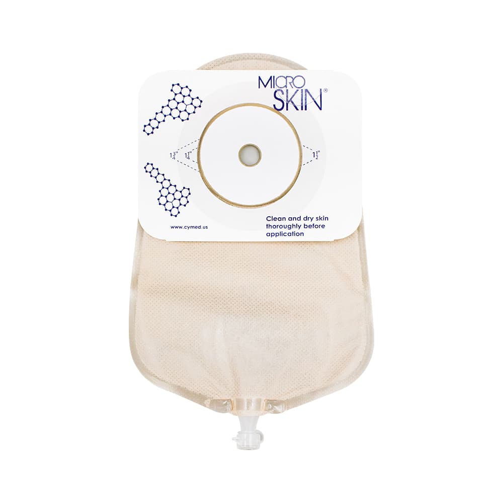 Cymed 9" Clear Urostomy Pouch, 3/4 Inch, Plain Barrier - Box of 10 - Image 1