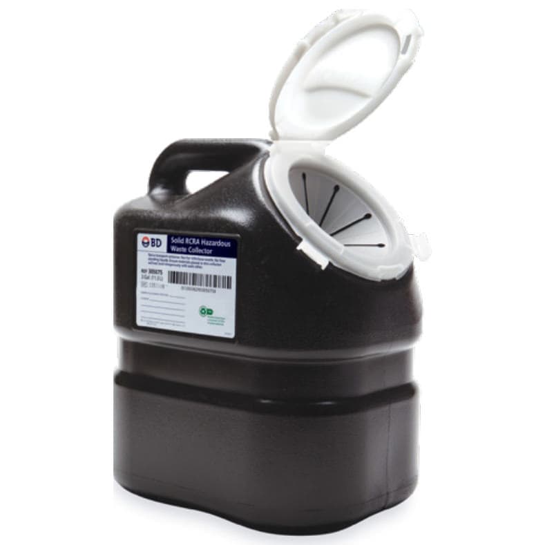 BD Recykleen RCRA Waste Container, 3Gal, Hinge Cap with Petals