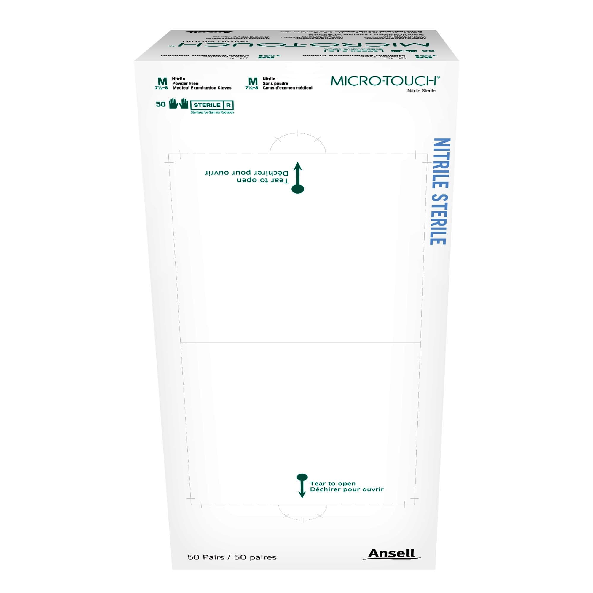 Micro-Touch Nitrile Sterile Medical Exam Gloves, Medium - Box of 50 Pairs - Image 1