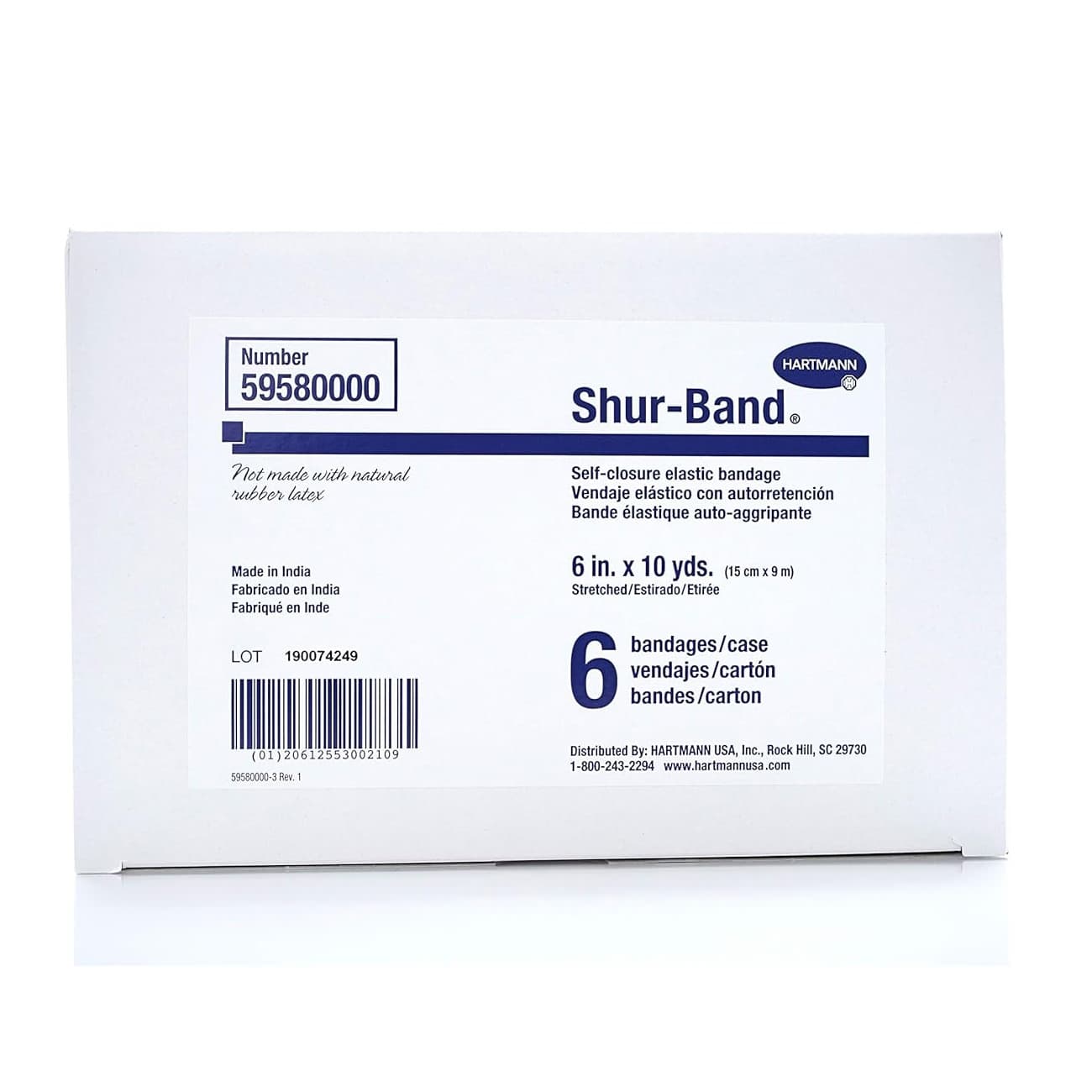 Shur-Band LF Elastic Bandage, 6 Inch x 10 Yard, Hook and Loop, Natural - Box of 6 - Image 1