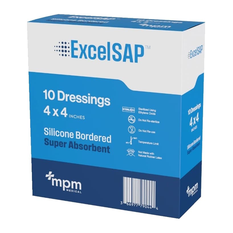 Excel SAP Adhesive Dressing White Square Sterile, 4 x 4 Inch, 2.4 x 2.4 Inch Pad - Box of 10 - Image 1