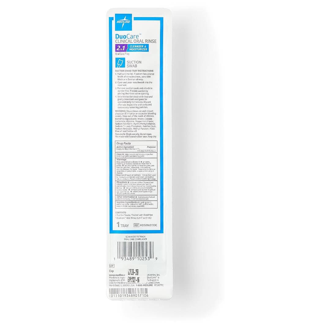 Medline DuoCare Single-Use Oral Care Tray Kit with 2 Suction Swab - Image 2