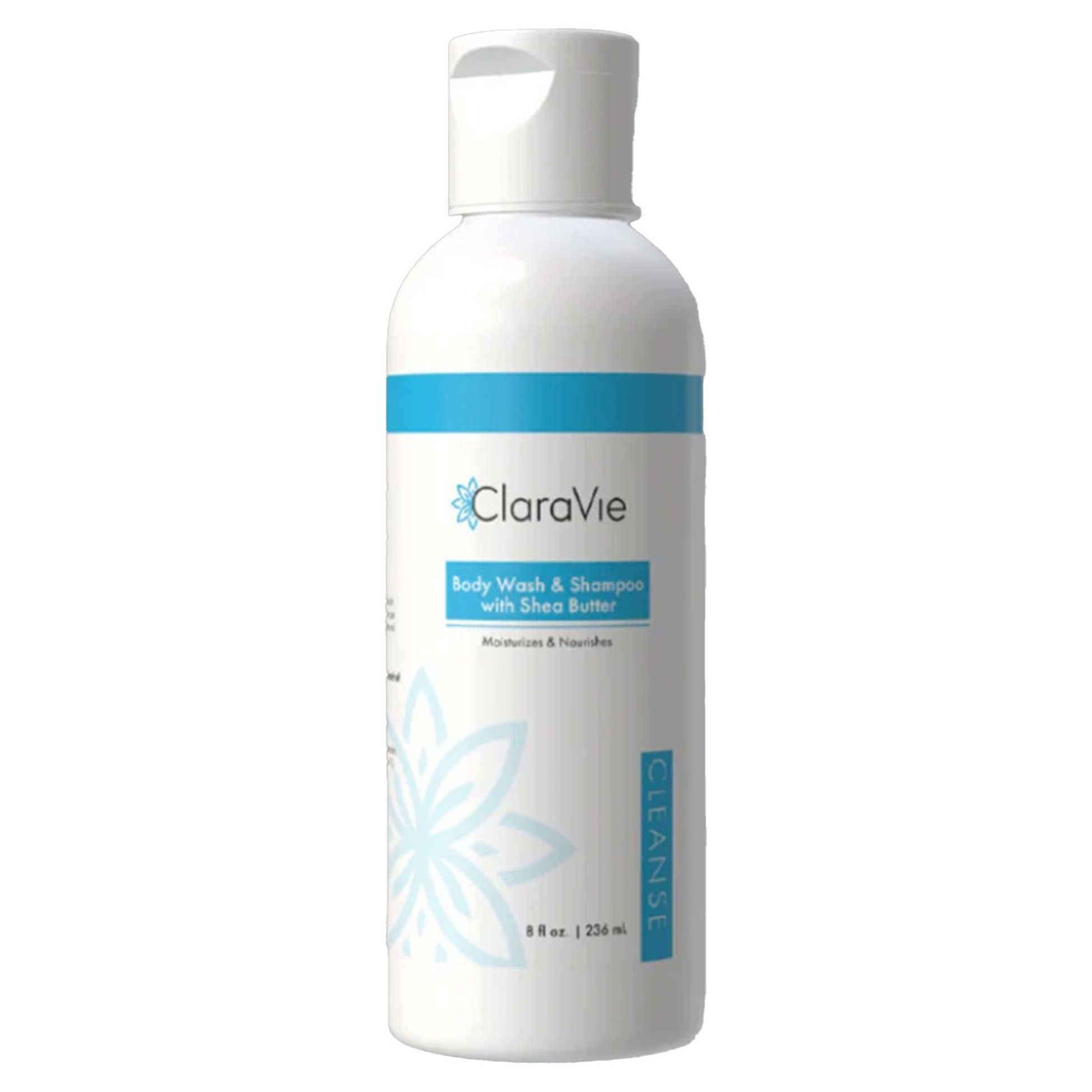 ClaraVie Body Wash and Shampoo, Shea Butter, Scented, Flip Bottle, 8 oz - Image 1