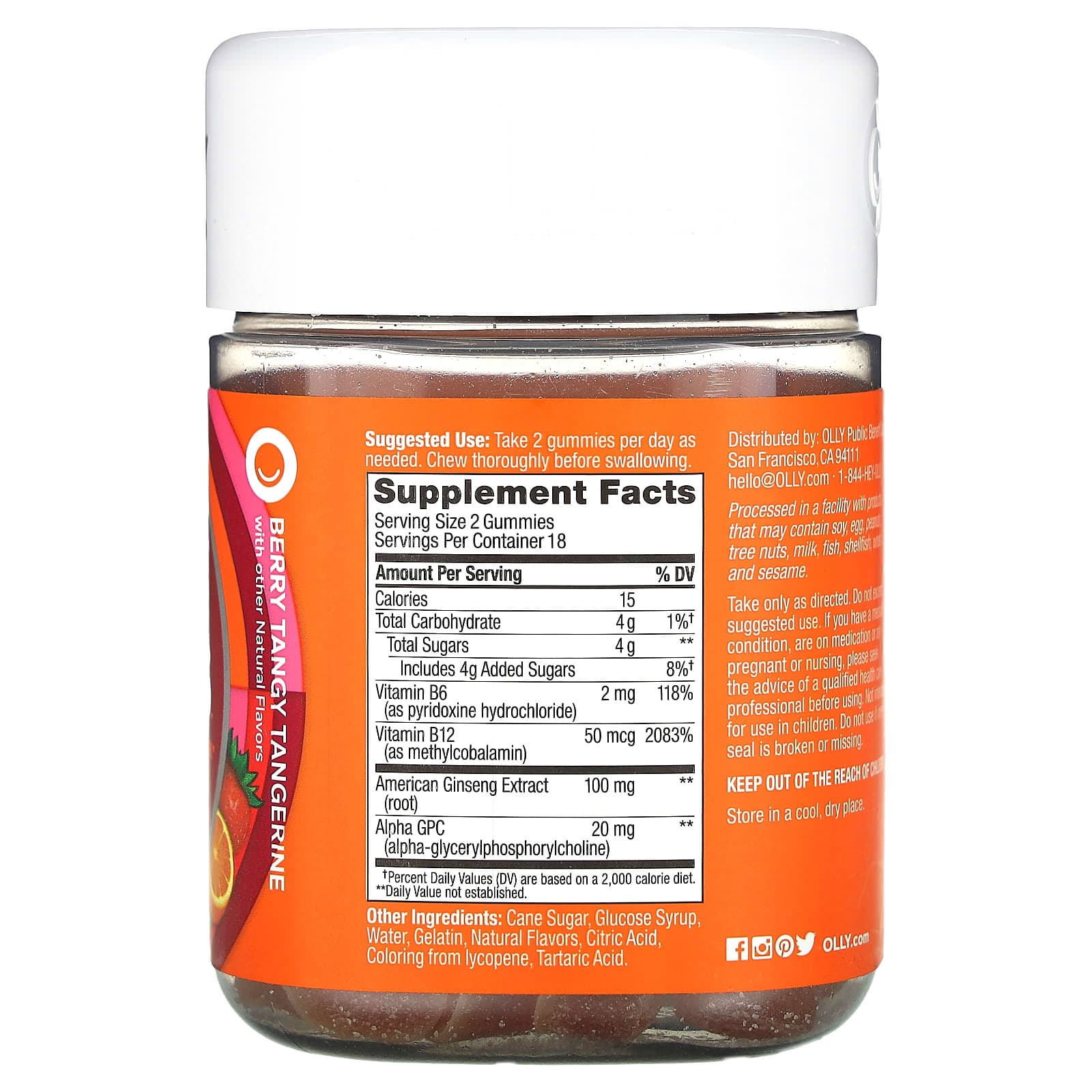 OLLY, Laser Focus Gummies, Berry Tangy Tangerine - Bottle of 36 - Image 2