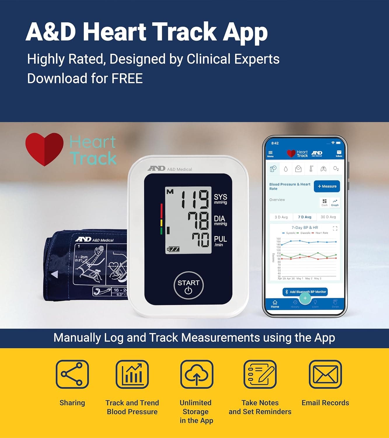 A&D Medical Essential Small Arm Cuff Blood Pressure Monitor - Image 4