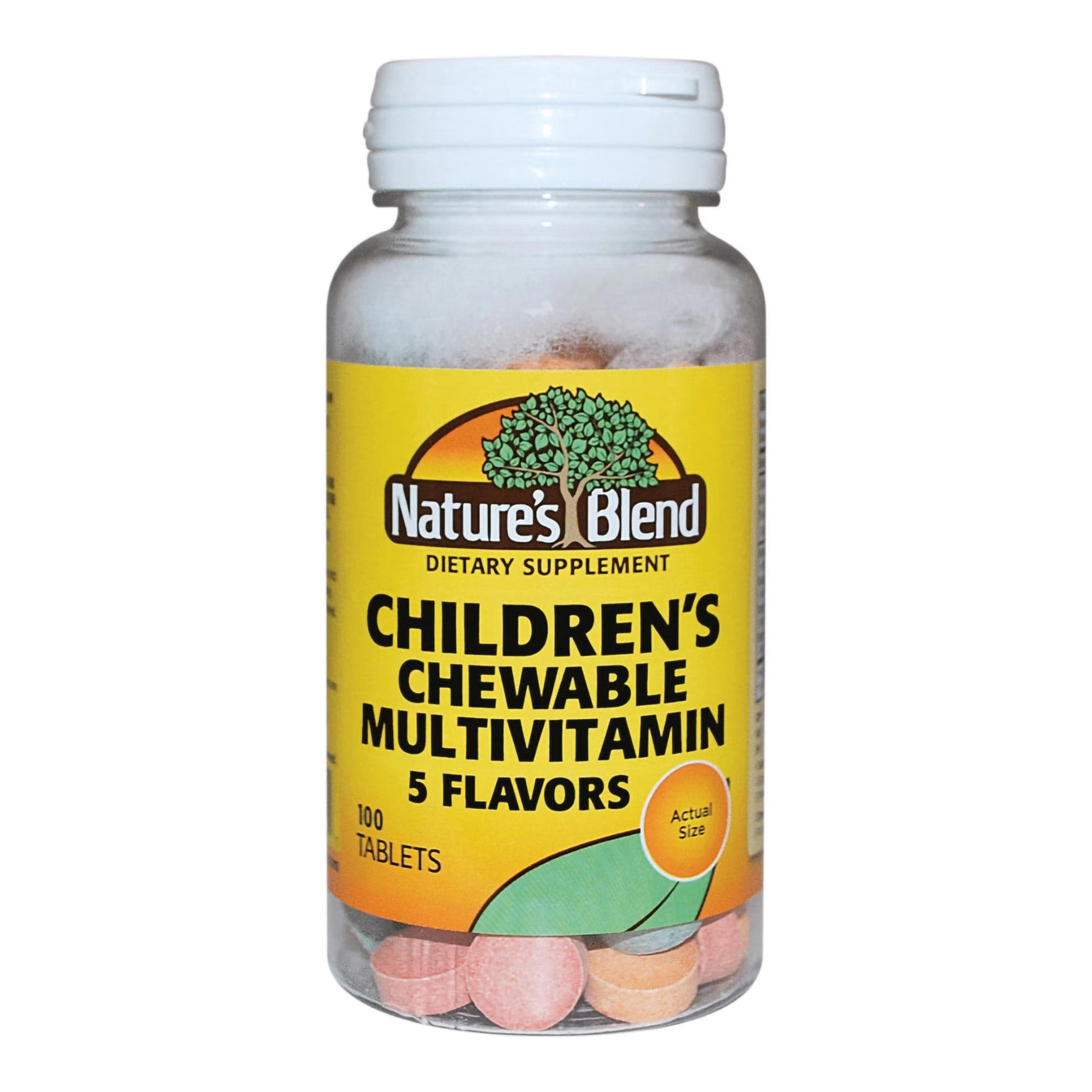 Nature's Blend Pediatric Chewable Multivitamin Tablet, Assorted Fruit Flavors - Bottle of 100 - Image 1