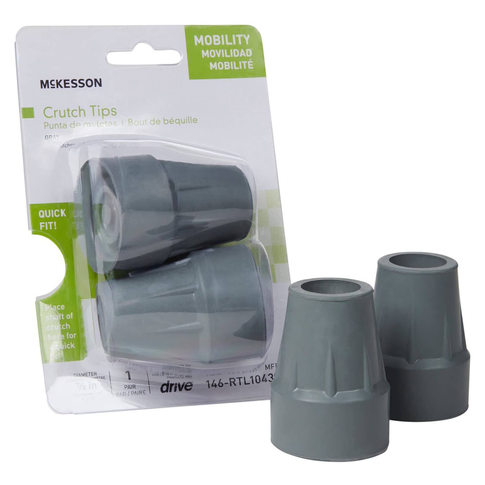 McKesson Gray Rubber Crutch Tip - Box of 2 - Image 1