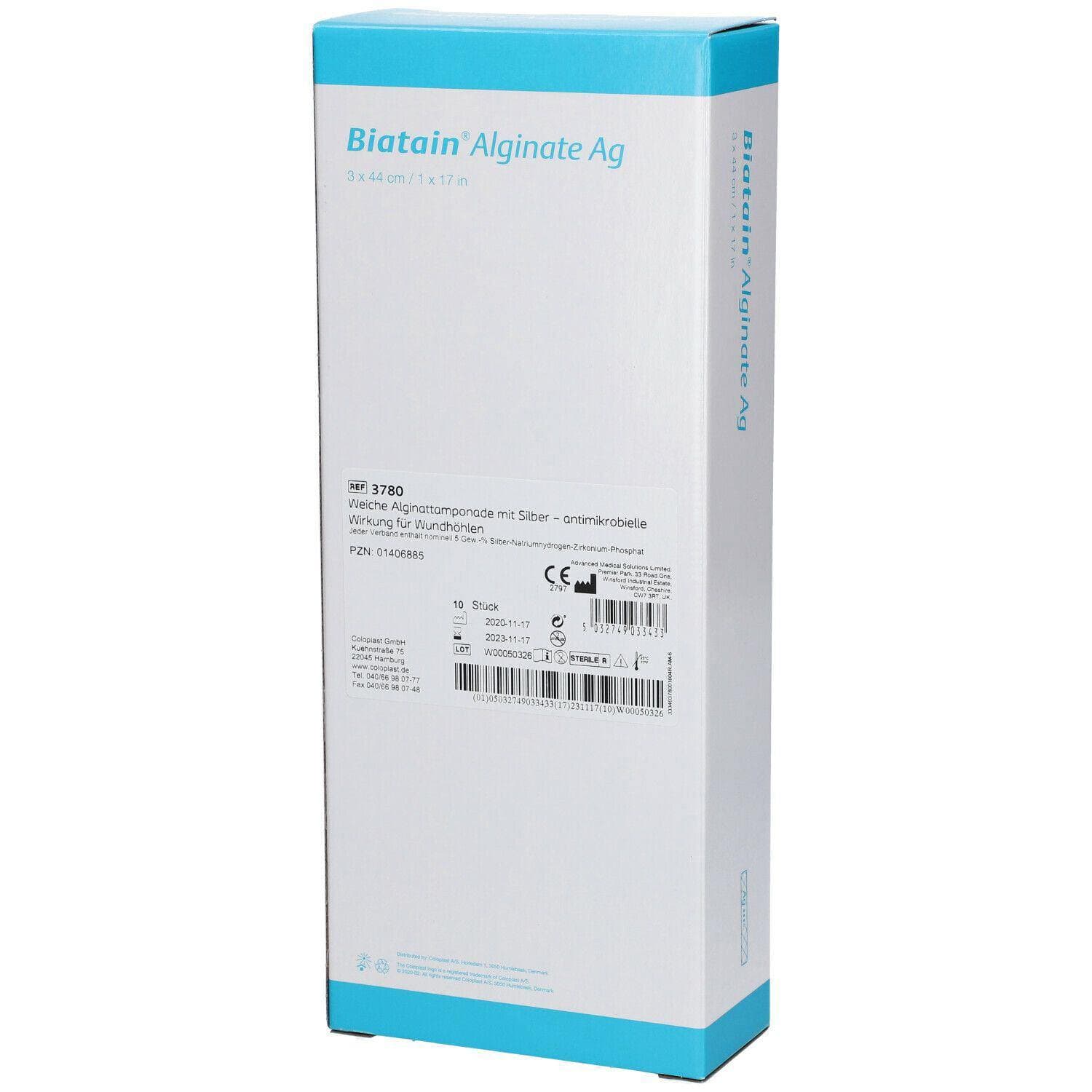 Biatain Soft Ag Alginate Non-Adhesive Dressing, 1 x 17-1/2 Inch - Box of 10 - Image 1