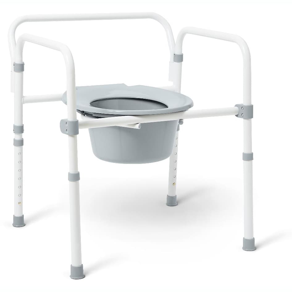 Medline Economy Elongated Steel 3-in-1 Folding Bedside Commode - Image 1