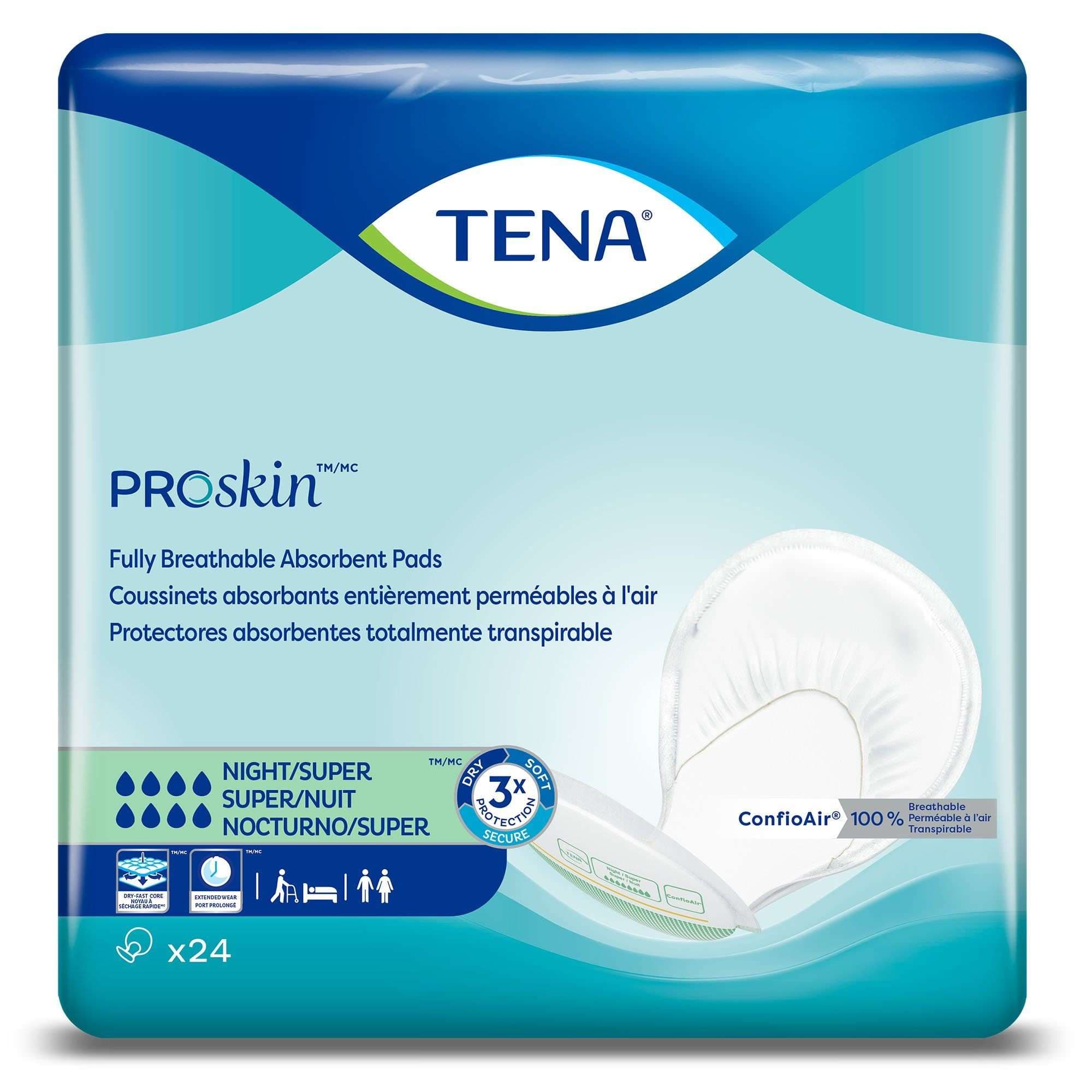 TENA Proskin Night Super Absorbency Pads - Case of 48 - Image 1