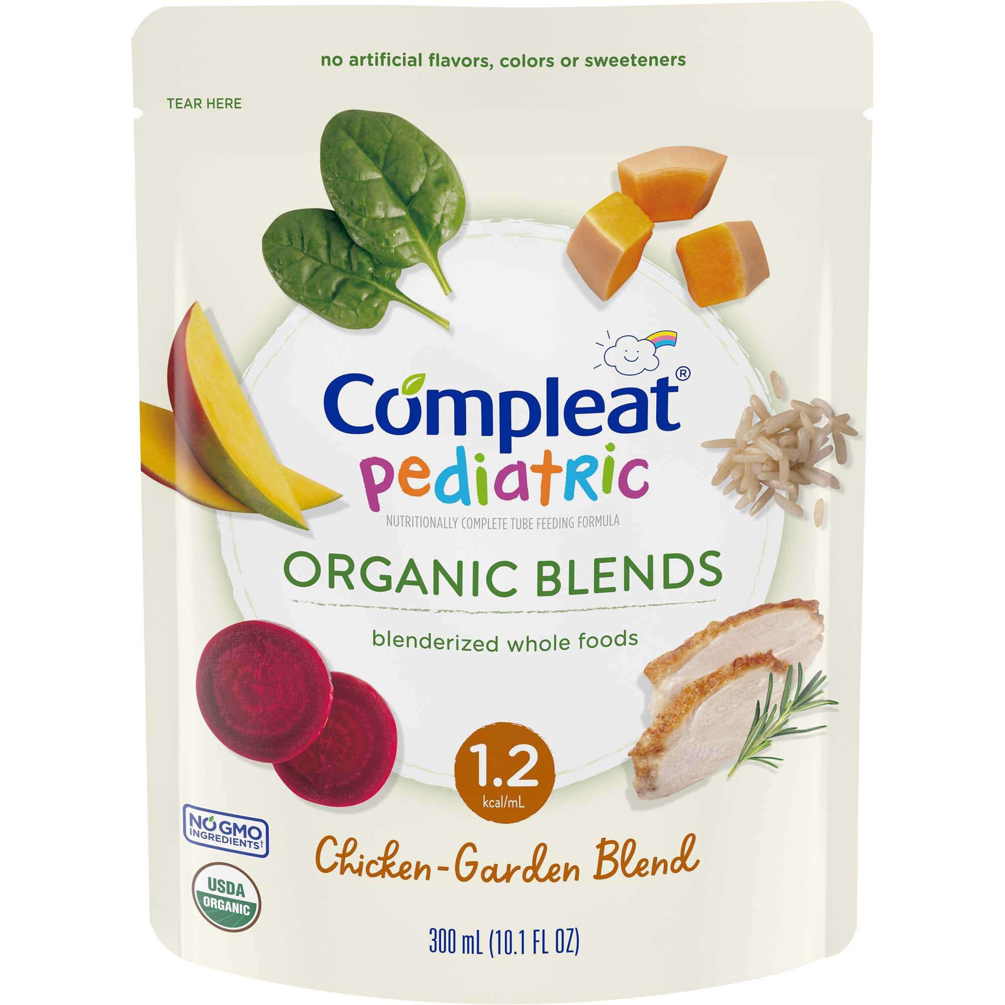 Compleat Pediatric Organic Blends Tube Feeding Formula, Chicken-Garden, 10.1 oz. - Case of 24 - Image 1