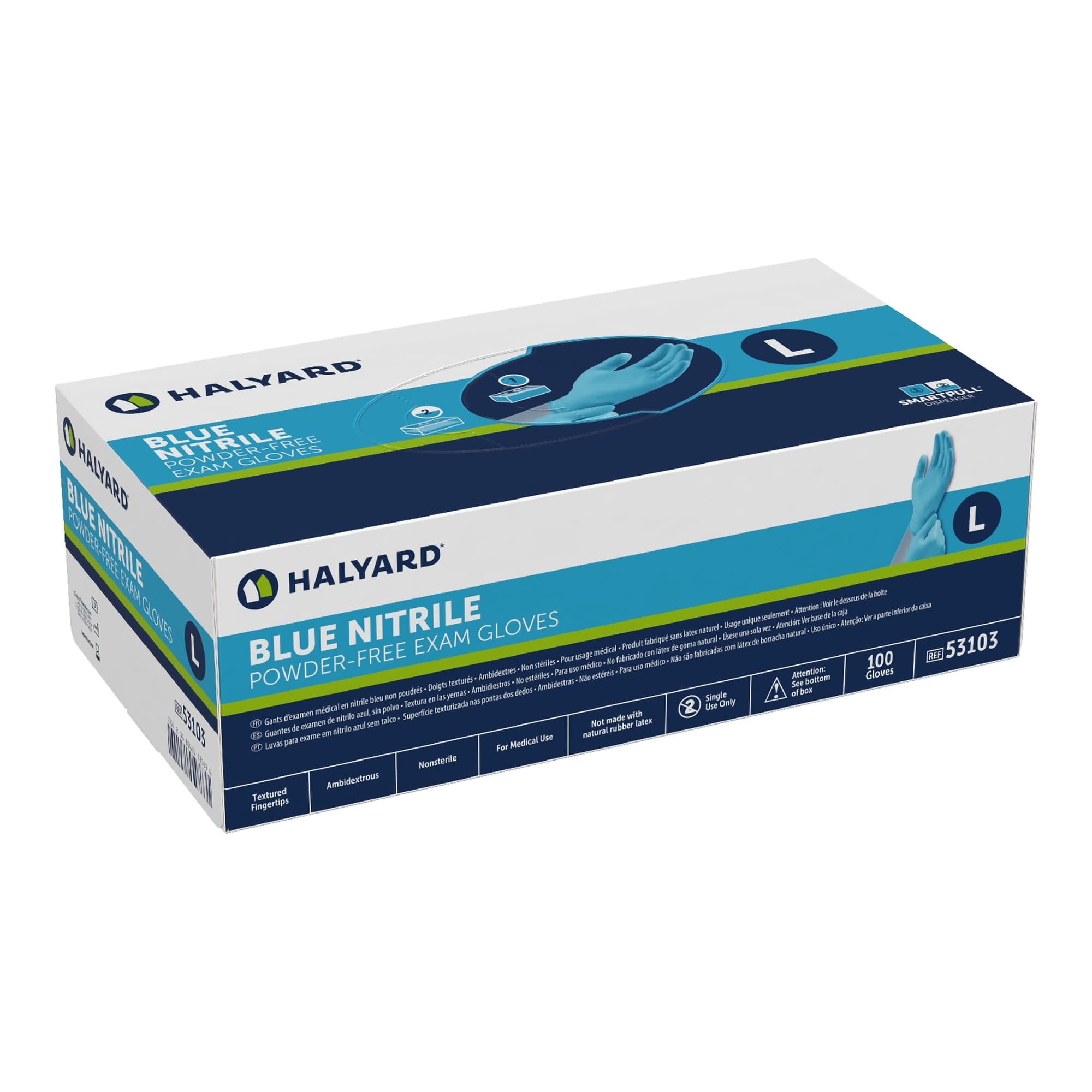 Halyard Blue Nitrile Exam Gloves - Image 4
