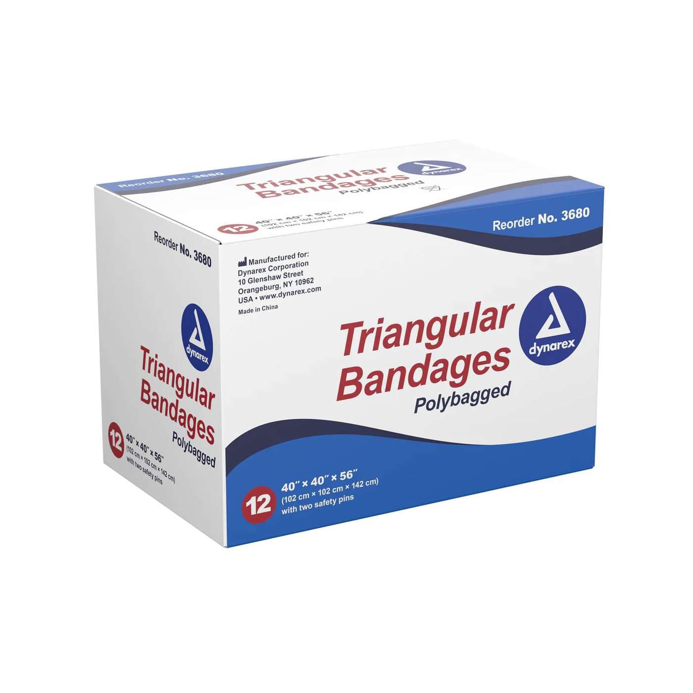 Dynarex Triangular Bandage, 40 x 40 x 56 Inch - Box of 12 - Image 1