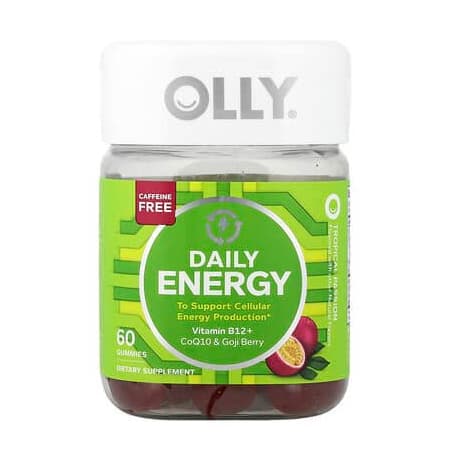 OLLY Daily Energy Gummy, Caffeine Free, Vitamin B12 - Bottle of 60