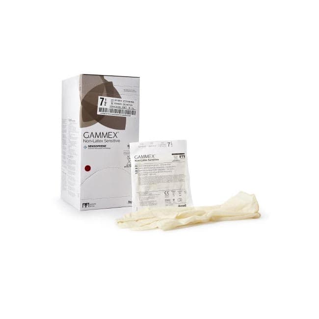 GAMMEX Non-Latex Sensitive Surgical Glove Cream Neutral Beaded Cuff Micro, Size 7.5 - Case of 200 - Image 1