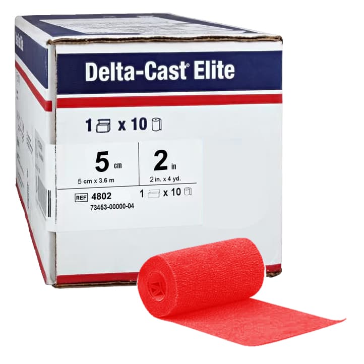 Delta-Cast Elite Polyester Cast Tape, Red, 2 Inch x 12 Feet - Box of 10 - Image 1
