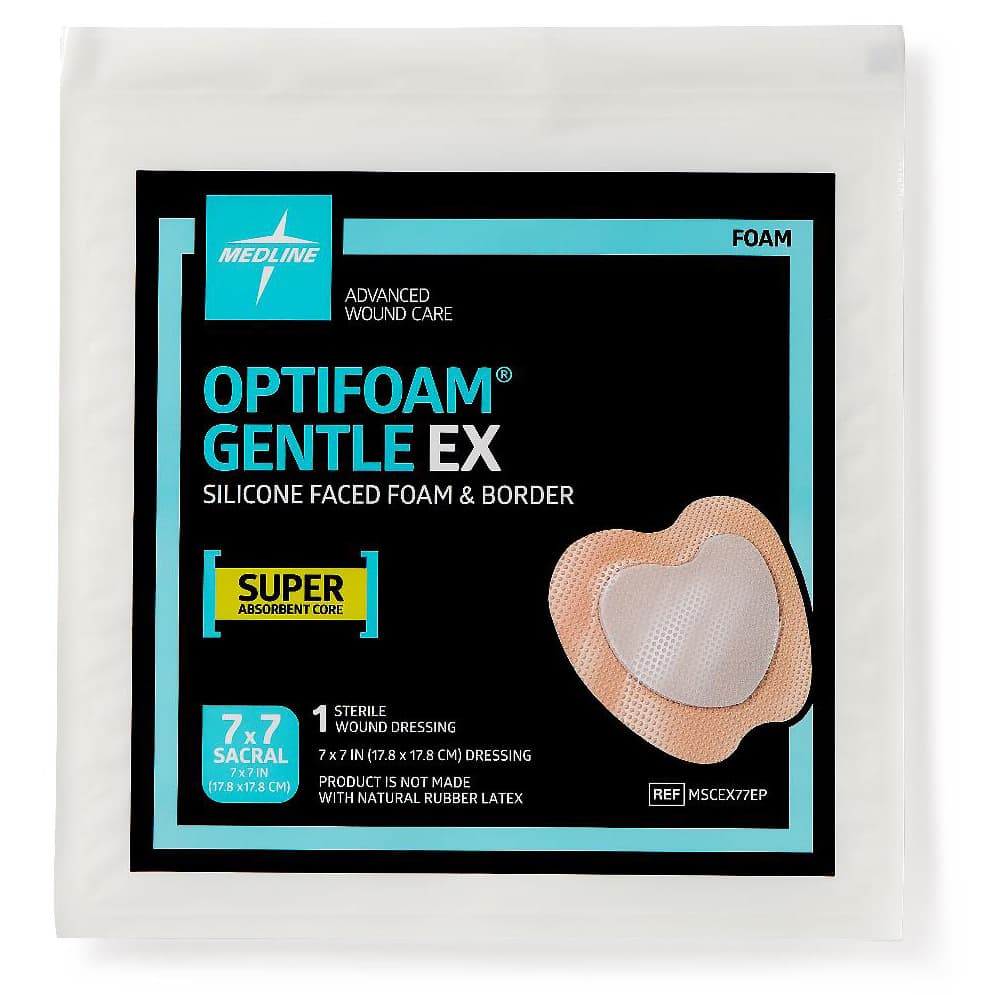 Optifoam Gentle EX Sacral Silicone-Faced Border Foam Dressing, Sterile, 7 x 7 Inch - Each - Image 1